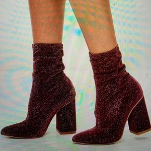 Missguided Glitter Heeled Sock Boots (Brand New)